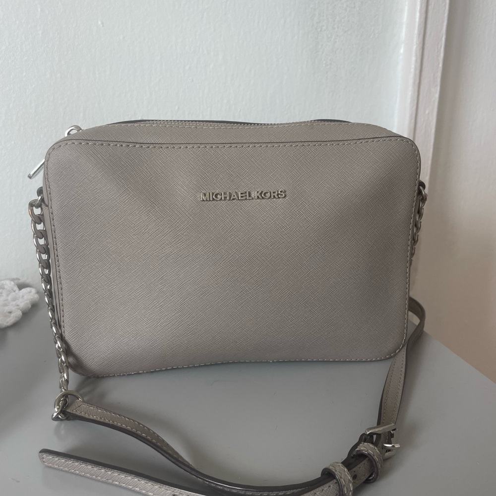 Michael Kors Gray Crossbody Bag with Chain Strap